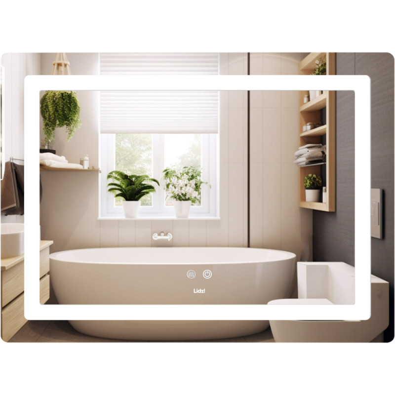 Дзеркало Lidz Kubis (KU2) 900х700 з LED-підсвічуванням Touch, з антизапотіванням, з димером, рег. яскравості LD78LF904907048452