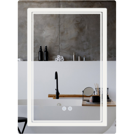 Дзеркало Qtap Cardinal (CA2) 600х800 з LED-підсвічуванням Touch, з антизапотіванням, з димером, рег. темп. кольору (3000-6500K) QT0478C608048453