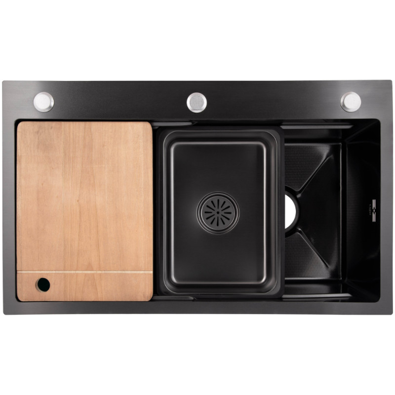 Lidz Handmade H7545B Мойка для кухни интегрированная Decor Black PVD Honeycomb 3,0/1,0 мм LDH7545BDECPVD48373