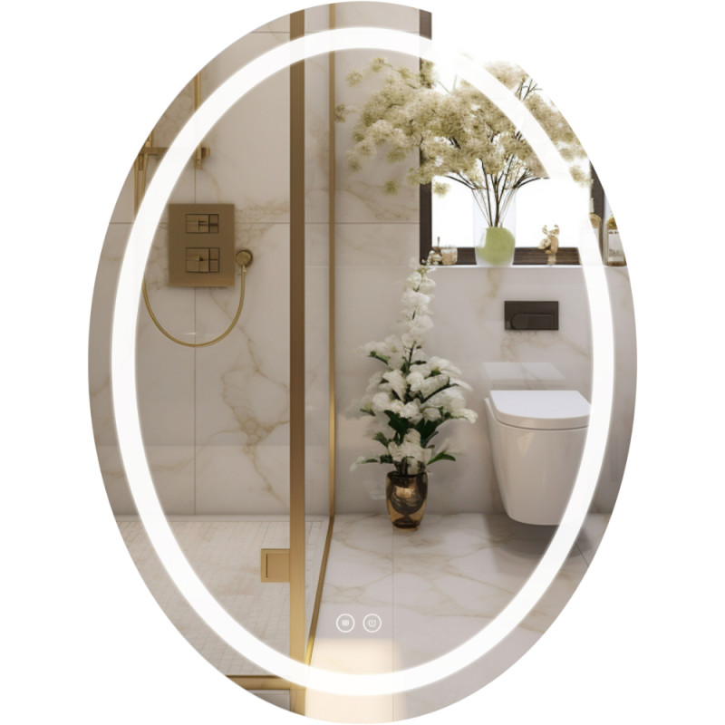 Дзеркало Qtap Mideya (DC-F801) 600х800 з LED-підсвічуванням Touch, з антизапотіванням, димером QT2078F801W