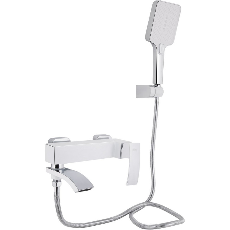 Змішувач для ванни Qtap Swan Cascada з поворотним виливом (з душовим гарнітуром) QTSWA260CRW45569 Chrome/White