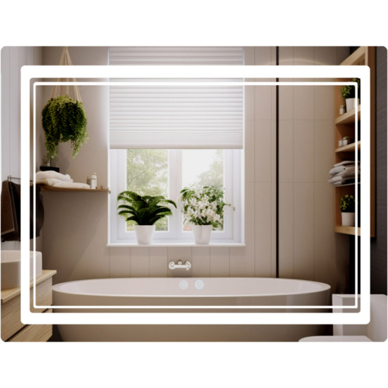 Дзеркало Qtap Cardinal (CA2) 1000х800 з LED-підсвічуванням Touch, з антизапотіванням, з димером, рег. темп. кольору (3000-6500K) QT0478C1008048455