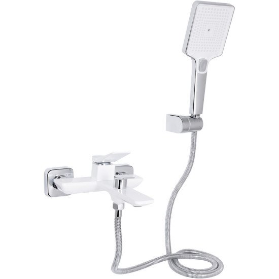 Смеситель для ванны Qtap Presto (c душевым гарнитуром) QTPRE259CRW45579 Chrome/White