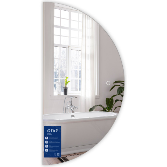 Дзеркало Qtap Taurus HR800 з LED-підсвічуванням Touch, з антизапотіванням, з димером, рег. темп. кольору (3000-6500K) QTTAUHR800