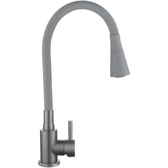Змішувач для кухні Lidz Aria 015F31 (k35) з гнучким виливом LDARI015F31GGRP49567 Graphite/Grey