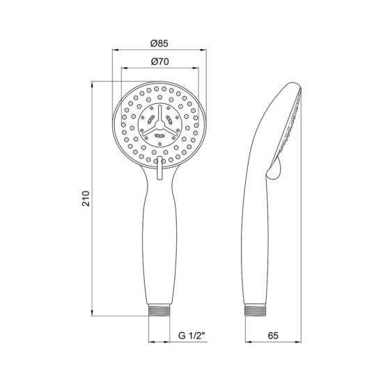 Лейка для ручного душа Lidz Niagara 04 85 мм округлая LDNIA04CRM22033 Chrome