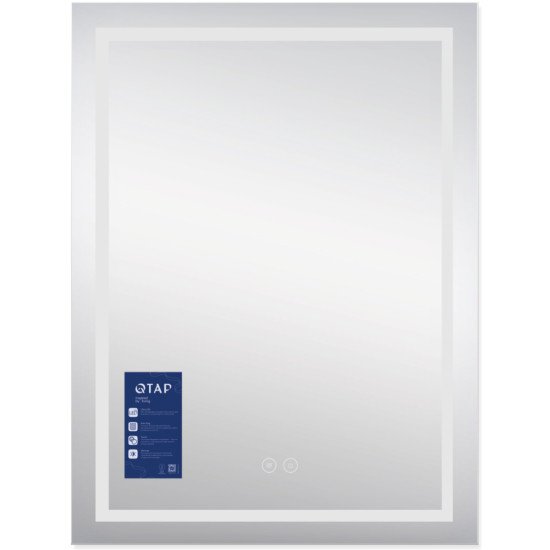 Дзеркало Qtap Mideya (MI1) 600х800 з LED-підсвічуванням Touch, з антизапотіванням, димером QT2078F937W