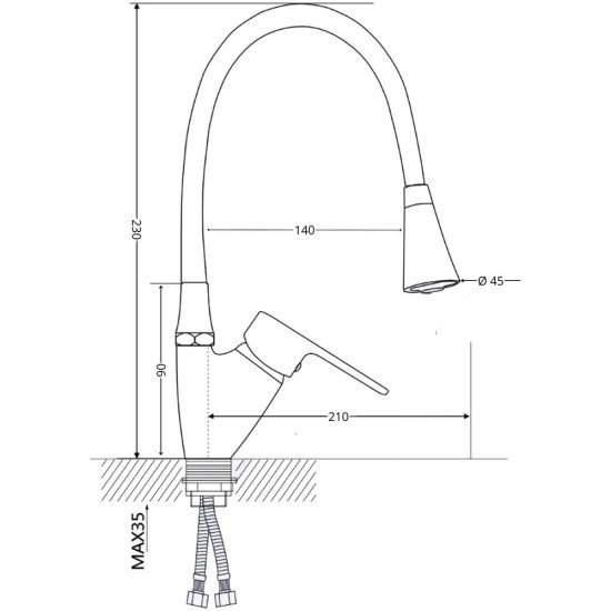 Змішувач для кухні Lidz Tani 007F3 з гнучким виливом (k40) LDTAN007F3WCR40423 White / Chrome