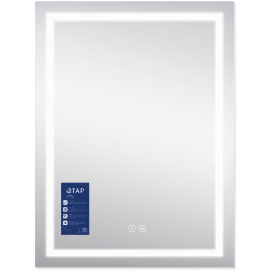Дзеркало Qtap Mideya (MI1) 600х800 з LED-підсвічуванням Touch, з антизапотіванням, димером QT2078F937W