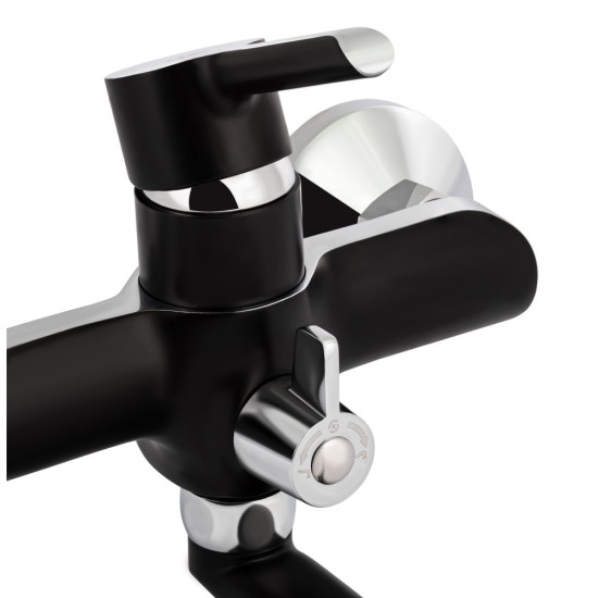 Набор 2в1 Qtap Grand с поворотным изливом (c душевым гарнитуром) QTGRABCR005 Chrome/Black + Qtap Grand QTGRABCR001F Chrome/Black