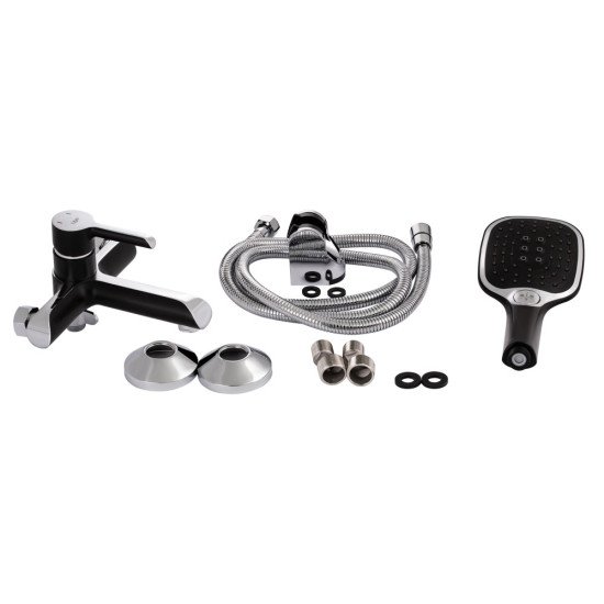 Набор 2в1 Qtap Grand (c душевым гарнитуром) QTGRABCR006 Chrome/Black + Qtap Grand QTGRABCR001F Chrome/Black