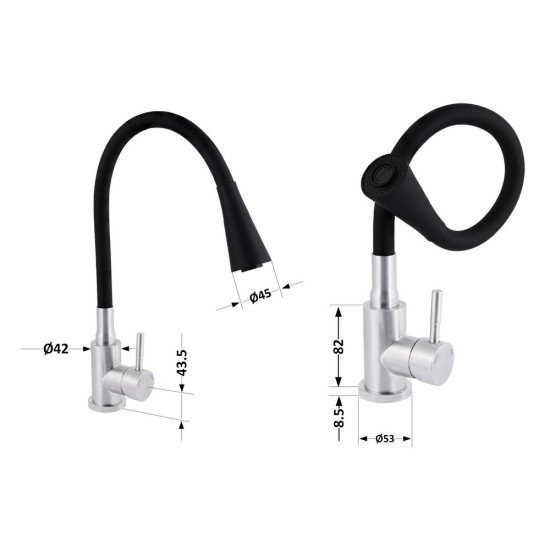 Змішувач для кухні Lidz Aria 015F31 з гнучким виливом (k35) LDARI015F31BNK31872 Black / Nickel