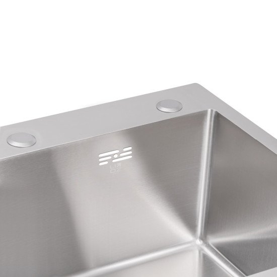 Мийка для кухні інтегрована Lidz Handmade H6050 (LDH6050BRU35371) Brushed Steel 3,0/1,0 мм