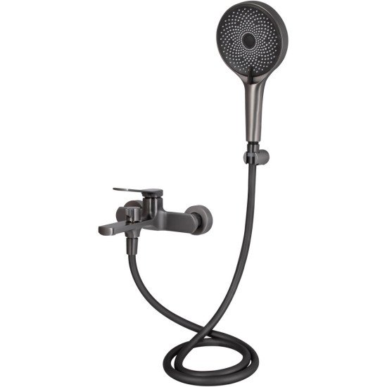 Смеситель для ванны Qtap Slavonice (c душевым гарнитуром) QTSLV259GMB48035 Gunmetal Black PVD