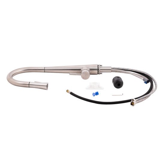 Смеситель для кухни Qtap Evicka с выдвижным изливом QTEVI91103UN Brushed Nickel PVD