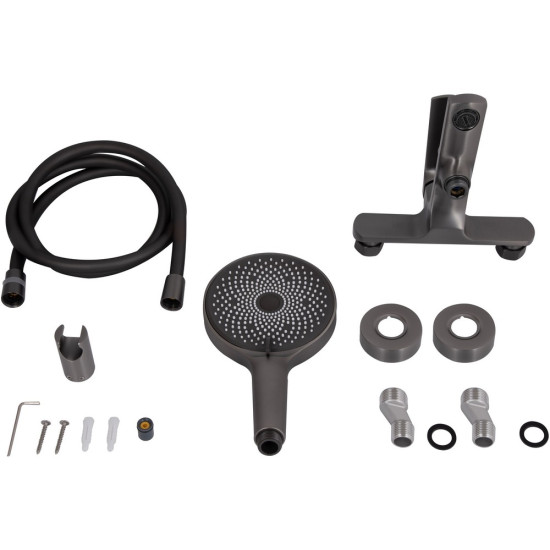 Змішувач для ванни Qtap Slavonice (з душовим гарнітуром) QTSLV259GMB48035 Gunmetal Black PVD
