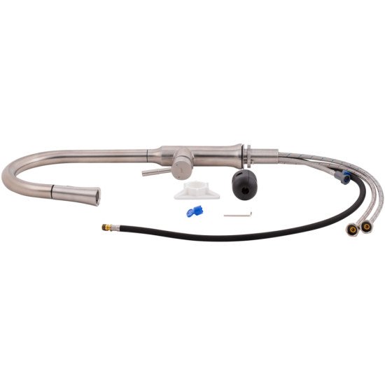 Смеситель для кухни Qtap Baruska с выдвижным изливом QTBAR9137103UN Brushed Nickel PVD