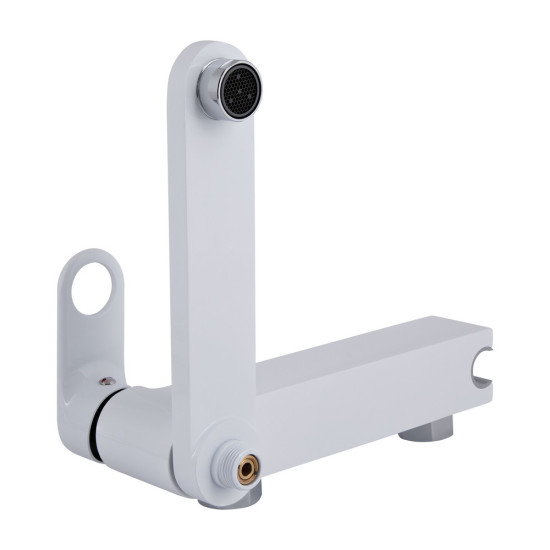 Смеситель для ванны Qtap Jay с поворотным изливом (c душевым гарнитуром) QTJAY260CRW45554 Chrome/White