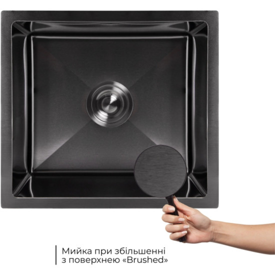 Акционный набор Lidz: мойка Handmade H4843 Black PVD 3,0/1,0 мм + K01B Корзина для кухонной мойки