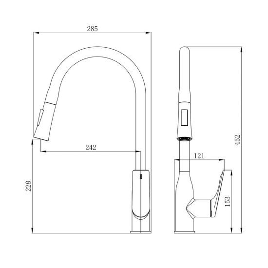 Смеситель для кухни Qtap Vlasta New с выдвижным изливом QTVLA344CRM45646 Chrome