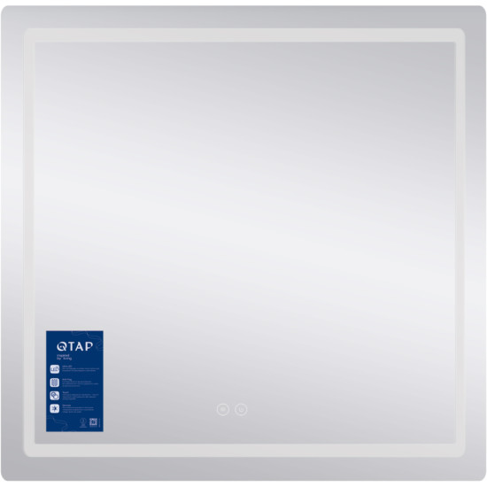 Дзеркало Qtap Mideya (MI2) 700х800 з LED-підсвічуванням Touch, з антизапотіванням, димером, рег. яскравості QT2078DCF7080