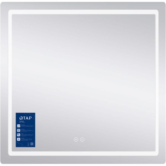 Дзеркало Qtap Mideya (MI2) 700х800 з LED-підсвічуванням Touch, з антизапотіванням, димером, рег. яскравості QT2078DCF7080