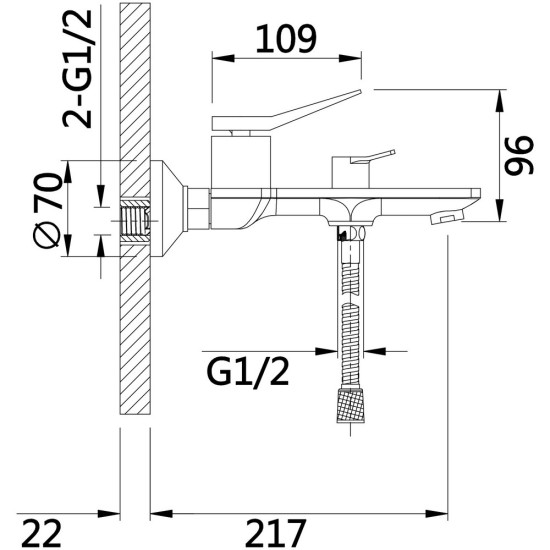 Змішувач для ванни Qtap Presto (з душовим гарнітуром) QTPRE259GRP45584 Graphite