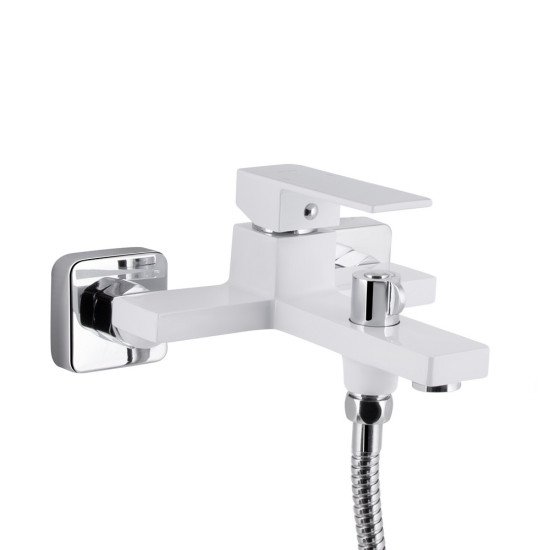 Смеситель для ванны Qtap Gemini (c душевым гарнитуром) QTGEM259CRW45683 Chrome/White