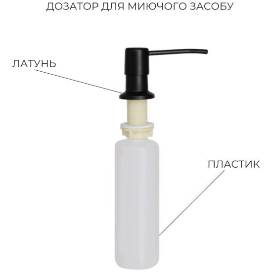 Комплект Lidz Handmade H5050B Мийка для кухні інтегрована BlackPVD у комплекті з дозатором + Lidz K01B Корзина для кухонної мийки