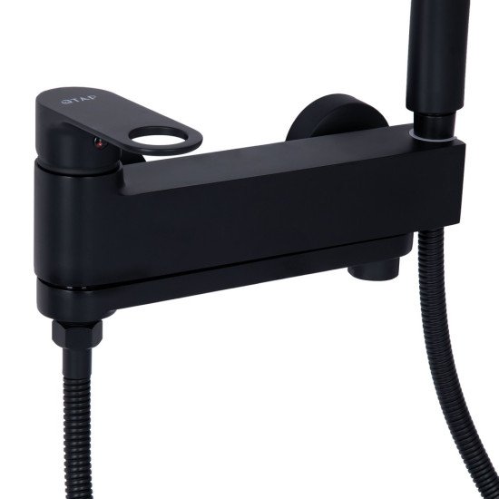 Смеситель для ванны Qtap Jay с поворотным изливом (c душевым гарнитуром) QTJAY260BLM45548 Black Matt