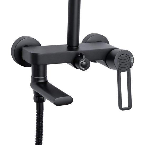 Душова система універсальна Qtap Taurus на три споживача (з виливом) QTTAU111BLM45666 Black Matt