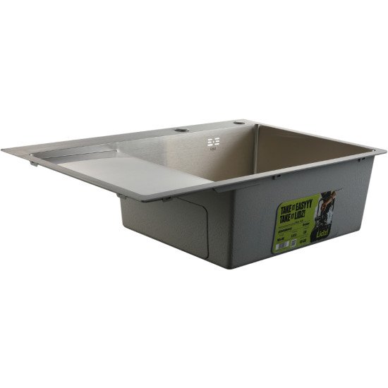 Мийка для кухні інтегрована Lidz Handmade Max 500 H7849L Brushed Steel, 3,0/1,0 мм, крило зліва, збільшена чаша LDH7849LBRU49463