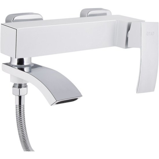 Смеситель для ванны Qtap Swan Cascada с поворотным изливом (c душевым гарнитуром) QTSWA260CRW45569 Chrome/White