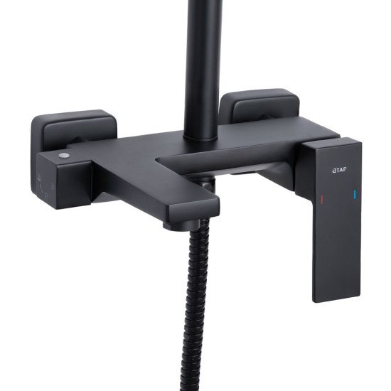 Душова система універсальна Qtap Gemini на три споживача (з виливом) QTGEM111BLM45686 Black Matt