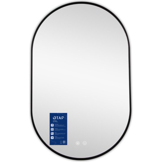 Дзеркало Qtap Scorpio (SC1) з LED-підсвічуванням Touch, з антизапотіванням, з димером, рег. темп. кольору (3000-6500K) Black QTSC500800