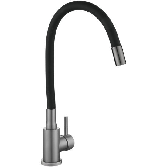 Змішувач для кухні Lidz Aria 015F3 (k35) з гнучким виливом LDARI015F3BGRP49564 Graphite/Black
