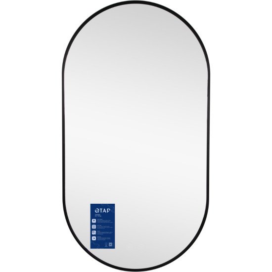 Зеркало Qtap Scorpio (SC1) с LED-подсветкой Touch, с антизапотеванием, с диммером, рег. темп. цвета (3000-6500K) Black QTSC500900