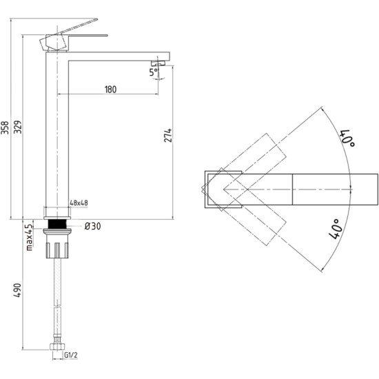 Змішувач для раковини високий Lidz Helix 001FH (k35) LDHEL001FHNKS49179 Nickel