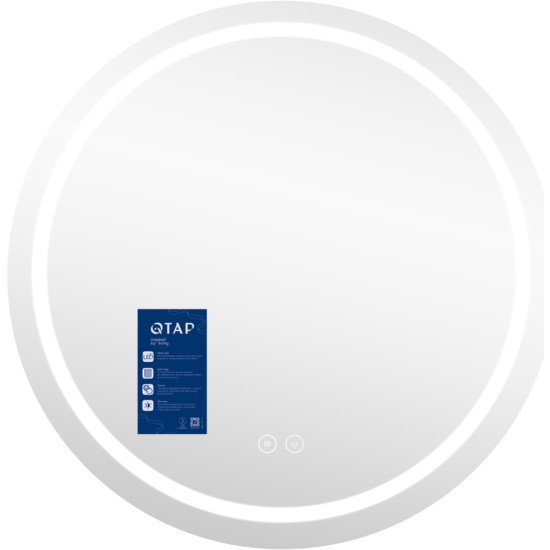 Дзеркало Qtap Mideya (MI6) R900 з LED-підсвічуванням Touch, з антизапотіванням, димером, рег. яскравості QT2078NCR9090W