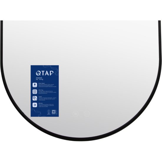 Дзеркало Qtap Scorpio (SC1) з LED-підсвічуванням Touch, з антизапотіванням, з димером, рег. темп. кольору (3000-6500K) Black QTSC500800