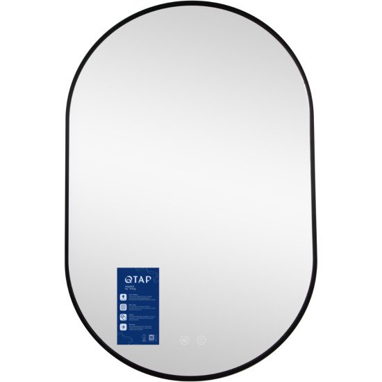 Зеркало Qtap Scorpio (SC1) с LED-подсветкой Touch, с антизапотеванием, с диммером, рег. темп. цвета (3000-6500K) Black QTSC600900