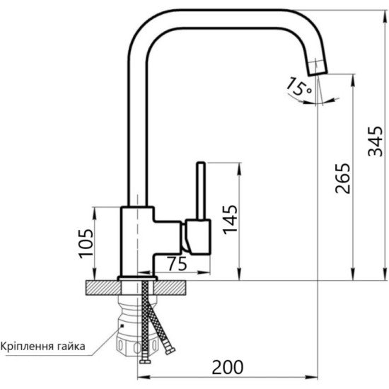 Смеситель для кухни Lidz Aria 015F1 (k35) LDARI015F1GRP49558 Graphite
