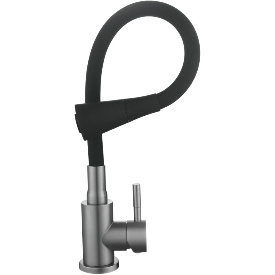 Змішувач для кухні Lidz Aria 015F31 (k35) з гнучким виливом LDARI015F31BGRP49566 Graphite/Black