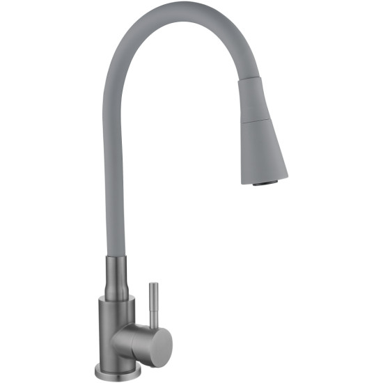 Змішувач для кухні Lidz Aria 015F31 (k35) з гнучким виливом LDARI015F31GGRP49567 Graphite/Grey