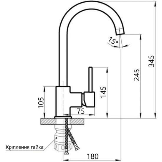 Смеситель для кухни Lidz Aria 015F (k35) LDARI015FGRP49559 Graphite