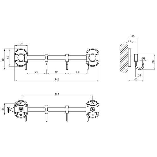 Крючок для ванной комнаты Kroner KRM Elbe - ACC2914-4