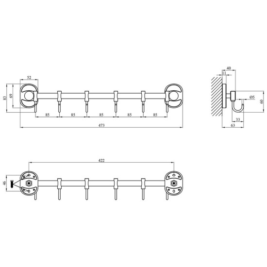 Крючок для ванной комнаты Kroner KRM Elbe - ACC2914-6