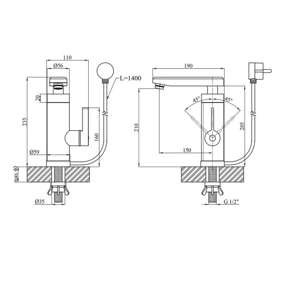 Проточный кран Kroner KRM Volt - CW189 с дисплеем