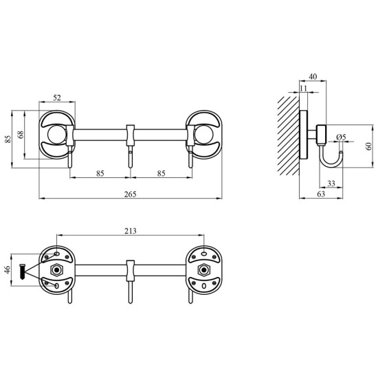 Крючок для ванной комнаты Kroner KRM Elbe - ACC2914-3