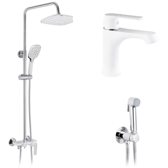 Набор 3 в 1 душевая система Kroner Armada-W063 + смеситель Armada-W010 + смеситель Bidet-C082